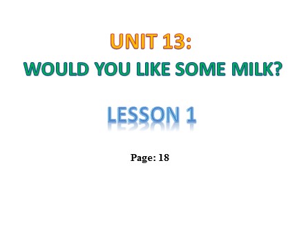 Bài giảng Tiếng anh 4 - Unit 13, Lesson 1: Would you like some milk?