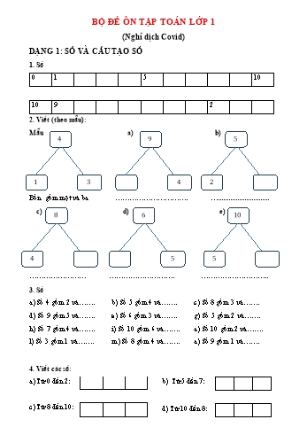 Bài tập ôn tập nghỉ dịch Covid môn Toán và Tiếng Việt Lớp 1 - Năm học 2020-2021 (Lần 2)