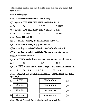 Bài tập Toán khối 4 trong thời gian nghỉ phòng dịch bệnh