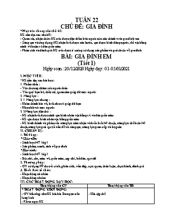 Giáo án Mỹ thuật lớp 1 - Bài: Gia đình em