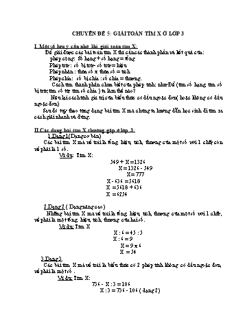 Giáo án Toán Lớp 3 - Chuyên đề 5: Giải toán tìm X