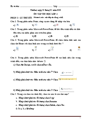 Ôn tập Tin học lớp 4 - 30/3/2020