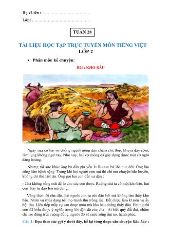 Bài dạy môn Tiếng Việt Lớp 2 - Tuần 28