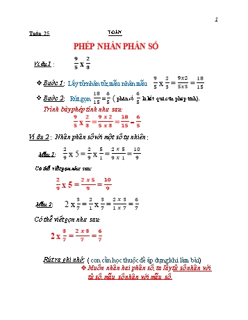 Bài dạy môn Toán Lớp 4 - Tuần 25