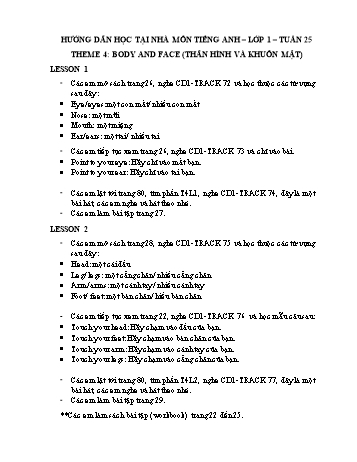 Bài dạy Tiếng Anh Lớp 1 - Theme 4: Body and face - Lesson 1+2