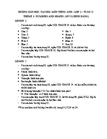 Bài dạy Tiếng Anh Lớp 1 - Tuần 22, Theme 3: Numbers and shapes - Lesson 1+2