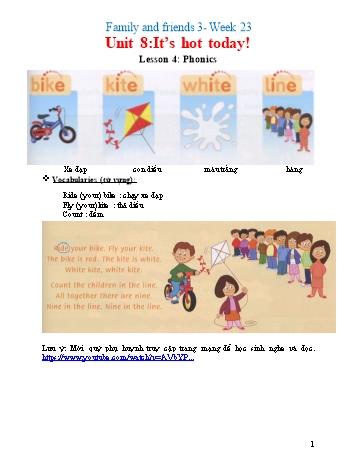 Bài dạy Tiếng Anh Lớp 3 (Family & Friends) - Unit 8: It’s hot today! - Lesson 4+5+6
