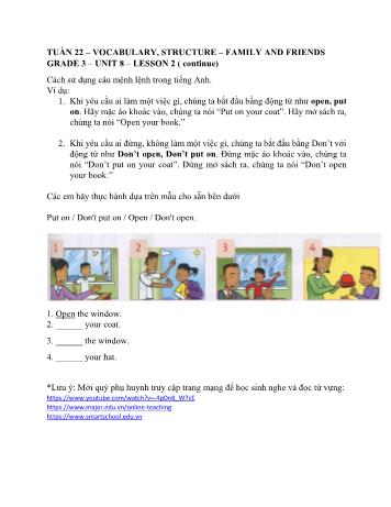 Bài dạy Tiếng Anh Lớp 3 (Family & Friends) - Unit 8:It’s hot today! - Lesson 2 (Continue)