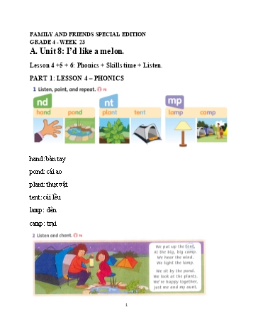 Bài dạy Tiếng Anh Lớp 4 (Family & Friends) - Unit 8: I’d like a melon - Lesson 4+5+6