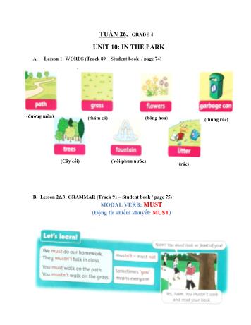 Bài dạy Tiếng Anh Lớp 4 - Unit 10: In the park - Lesson 1+2+3