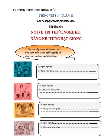 Bài dạy Tiếng Việt Lớp 3 - Tuần 21 - Năm học 2019-2020 - Trường tiểu học Hồng Đức