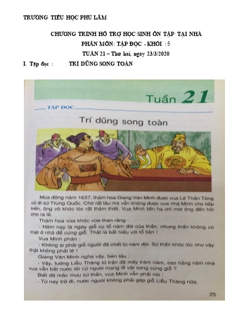 Bài dạy Tiếng Việt Lớp 5 - Tuần 21 - Năm học 2019-2020 - Trường tiểu học Phú Lâm