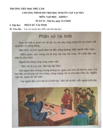 Bài dạy Tiếng Việt Lớp 5 - Tuần 23 - Năm học 2019-2020 - Trường tiểu học Phú Lâm