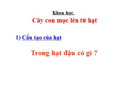 Bài giảng Khoa học Lớp 5 - Bài 53: Cây con mọc lên từ hạt