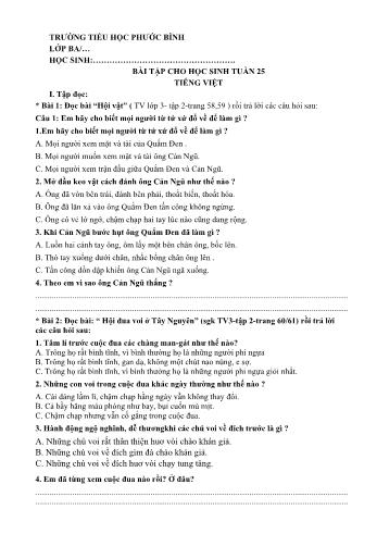 Bài tập ôn tập môn Tiếng Việt Lớp 3 - Tuần 25 - Trường tiểu học Phước Bình