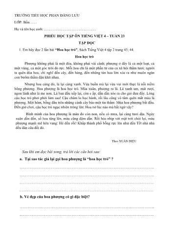 Bài tập ôn tập môn Tiếng Việt Lớp 4 - Tuần 23 - Trường tiểu học Phan Đăng Lưu