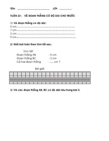 Bài tập ôn tập môn Toán Lớp 1 - Tuần 23