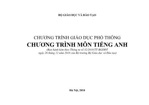 Chương trình Giáo dục phổ thông Chương trình môn Tiếng Anh