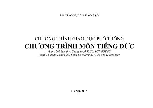 Chương trình Giáo dục phổ thông Chương trình môn tiếng Đức