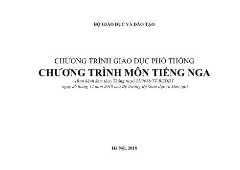 Chương trình Giáo dục phổ thông Chương trình môn tiếng Nga