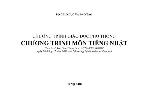 Chương trình Giáo dục phổ thông Chương trình môn tiếng Nhật