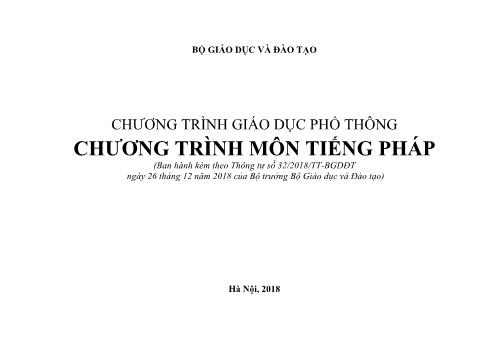 Chương trình Giáo dục phổ thông Chương trình môn tiếng Pháp