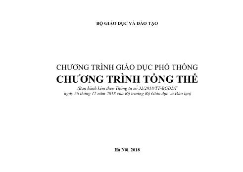 Chương trình Giáo dục phổ thông Chương trình tổng thể