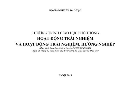 Chương trình Giáo dục phổ thông Hoạt động trải nghiệm và hoạt động trải nghiệm, hướng nghiệp