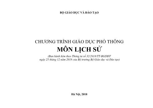 Chương trình Giáo dục phổ thông môn Lịch sử