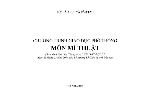 Chương trình Giáo dục phổ thông môn Mĩ thuật