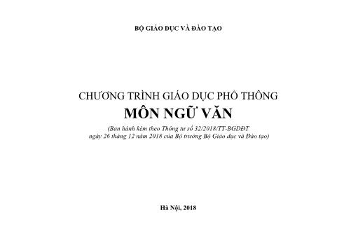 Chương trình Giáo dục phổ thông môn Ngữ văn