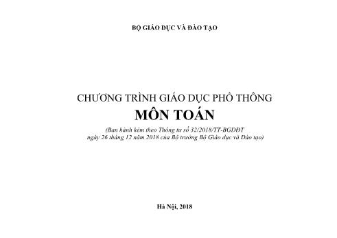 Chương trình Giáo dục phổ thông môn Toán