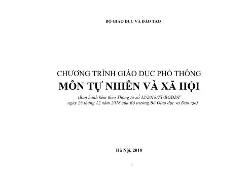 Chương trình Giáo dục phổ thông môn Tự nhiên và xã hội