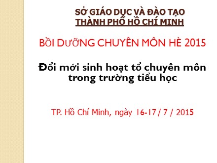 Đổi mới sinh hoạt tổ chuyên môn trong trường tiểu học