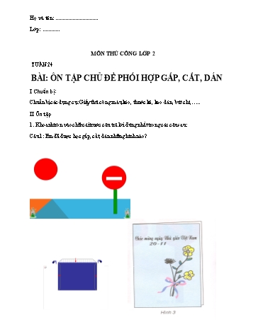 Giáo án ôn tập môn Thủ công Lớp 2 - Bài: Ôn tập chủ đề phối hợp gấp, cắt, dán