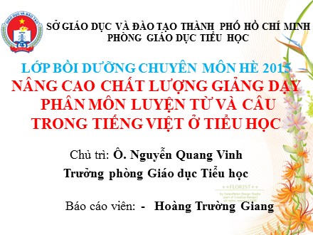 Nâng cao chất lượng giảng dạy phân môn Luyện từ và câu trong Tiếng Việt ở tiểu học