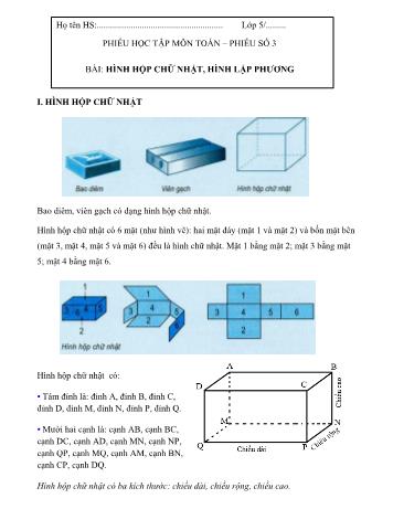 Phiếu học tập môn Toán Lớp 5 - Tuần 22 - Trường Tiểu học Lạc Long Quân, Quận 11