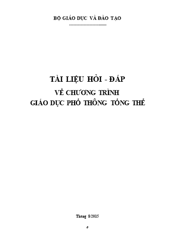 Tài liệu Hỏi - Đáp về Chương trình Giáo dục phổ thông tổng thể