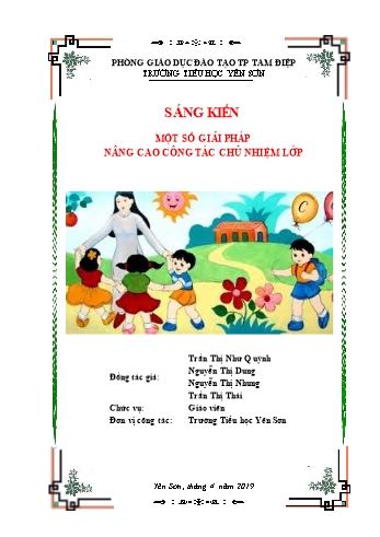 Sáng kiến kinh nghiệm Một số giải pháp nâng cao công tác chủ nhiệm lớp