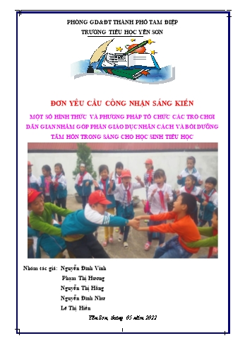 SKKN Một số hình thức và phương pháp tổ chức các trò chơi dân gian nhằm góp phần giáo dục nhân cách và bồi dưỡng tâm hồn trong sáng cho học sinh Tiểu học