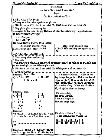 Bài giảng Toán Lớp 4 - Luyện tập bài tập Trang 100 - Trương Thị Thanh Thiện