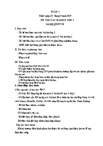 Giáo án Âm nhạc Lớp 2 + 3 + 4 + 5 - Tuần 1 - Năm học 2020-2021 - Lê Thị Kim Chung