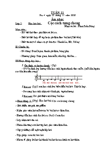 Giáo án Âm nhạc Lớp 2 + 3 + 4 + 5 - Tuần 11 - Năm học 2020-2021 - Lê Thị Kim Chung