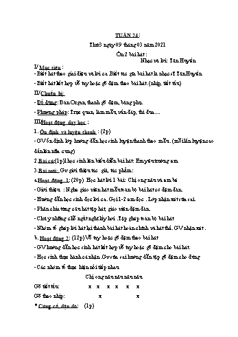 Giáo án Âm nhạc Lớp 2 + 3 + 4 + 5 - Tuần 24 - Năm học 2020-2021 - Lê Thị Kim Chung