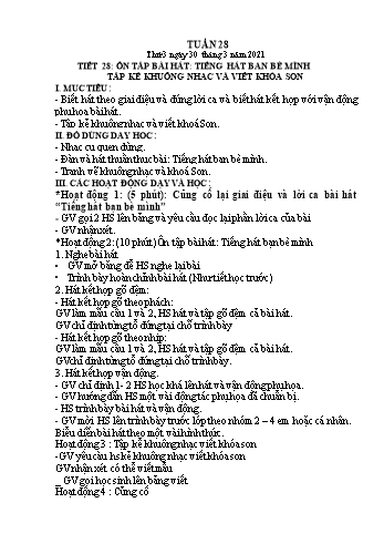 Giáo án Âm nhạc Lớp 2 + 3 + 4 + 5 - Tuần 28 - Năm học 2020-2021 - Lê Thị Kim Chung