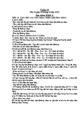 Giáo án Âm nhạc Lớp 2 + 3 + 4 + 5 - Tuần 29 - Năm học 2020-2021 - Lê Thị Kim Chung