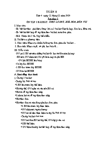Giáo án Âm nhạc Lớp 2 + 3 + 4 + 5 - Tuần 8 - Năm học 2020-2021 - Lê Thị Kim Chung