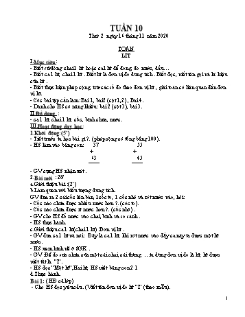 Giáo án các môn Lớp 2 - Tuần 10 - Năm học 2020-2021 - Nguyễn Thị Hồng
