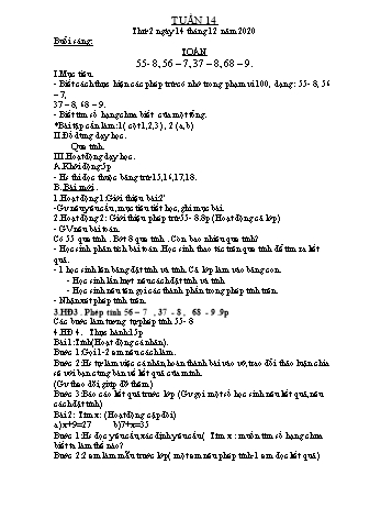Giáo án các môn Lớp 2 - Tuần 14 - Năm học 2020-2021 - Nguyễn Thị Hồng