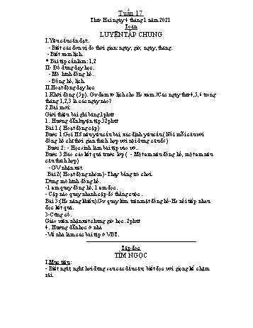Giáo án các môn Lớp 2 - Tuần 17 - Năm học 2020-2021 - Nguyễn Thị Hồng